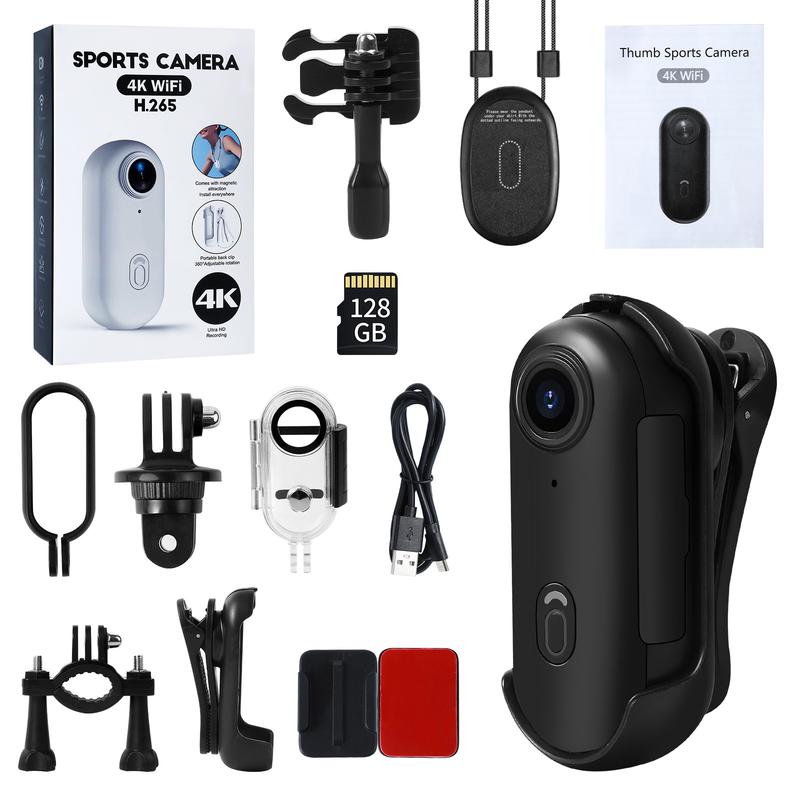 NUISK Mini-Daumenkamera: 128 GB, 4K-POV-Video, Magnethalterung