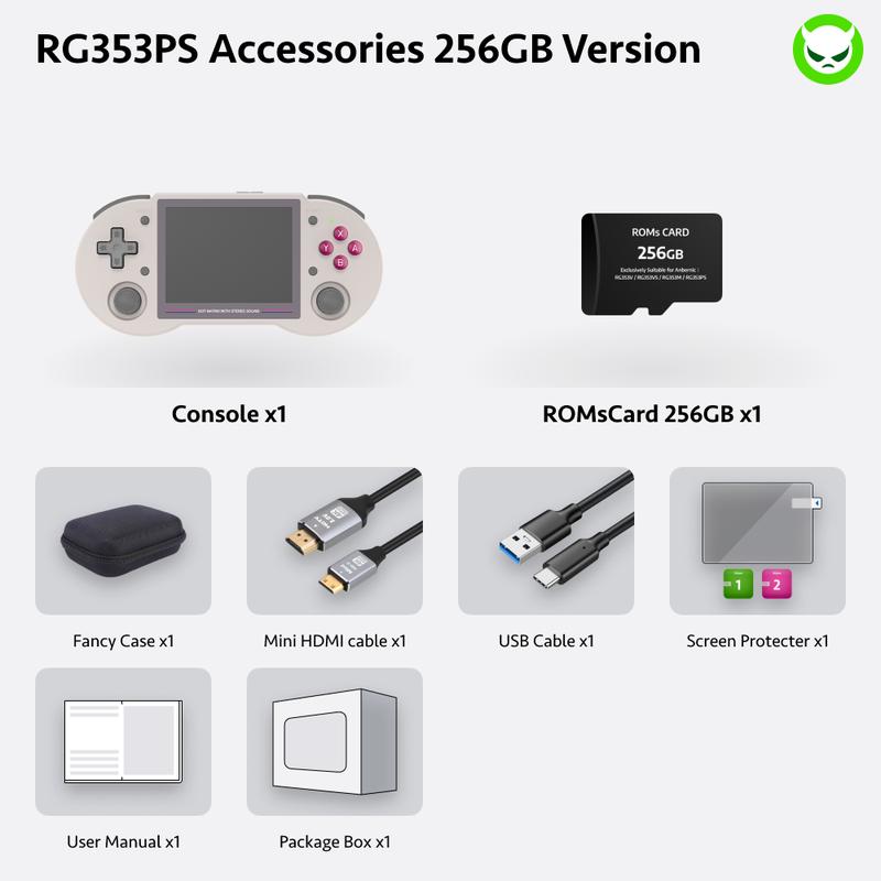 Anbernic RG353PS Retro Handheld Console – 3.5" IPS, Linux, WiFi/BT, Bonus Gift Pack