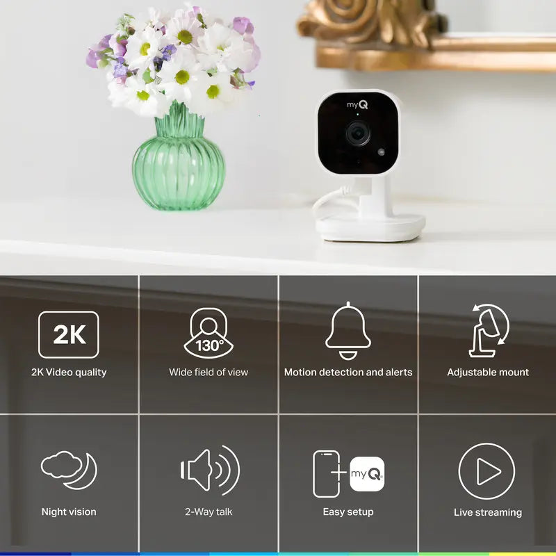 myQ Smart Indoor-Kamera: Nachtsicht &amp; Bewegungserkennung 