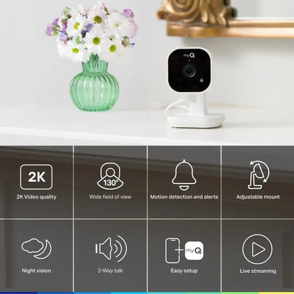 myQ Smart Indoor-Kamera: Nachtsicht &amp; Bewegungserkennung 