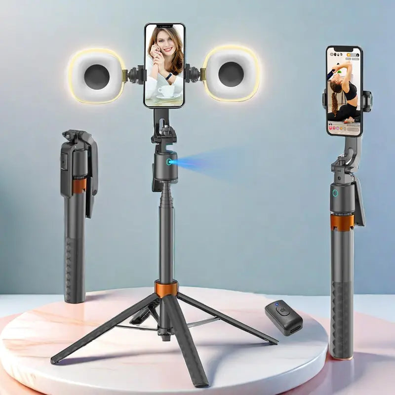 Smart Face Tracking Tripod: 360° Auto-Rotation for Vlogging & Live Streams