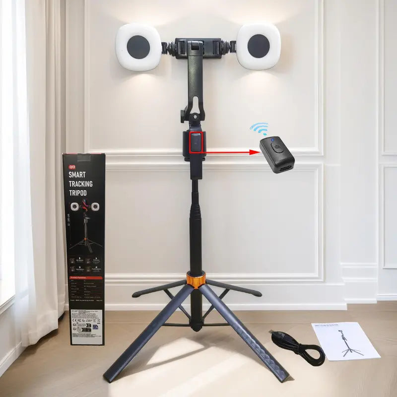 Smart Face Tracking Tripod: 360° Auto-Rotation for Vlogging & Live Streams