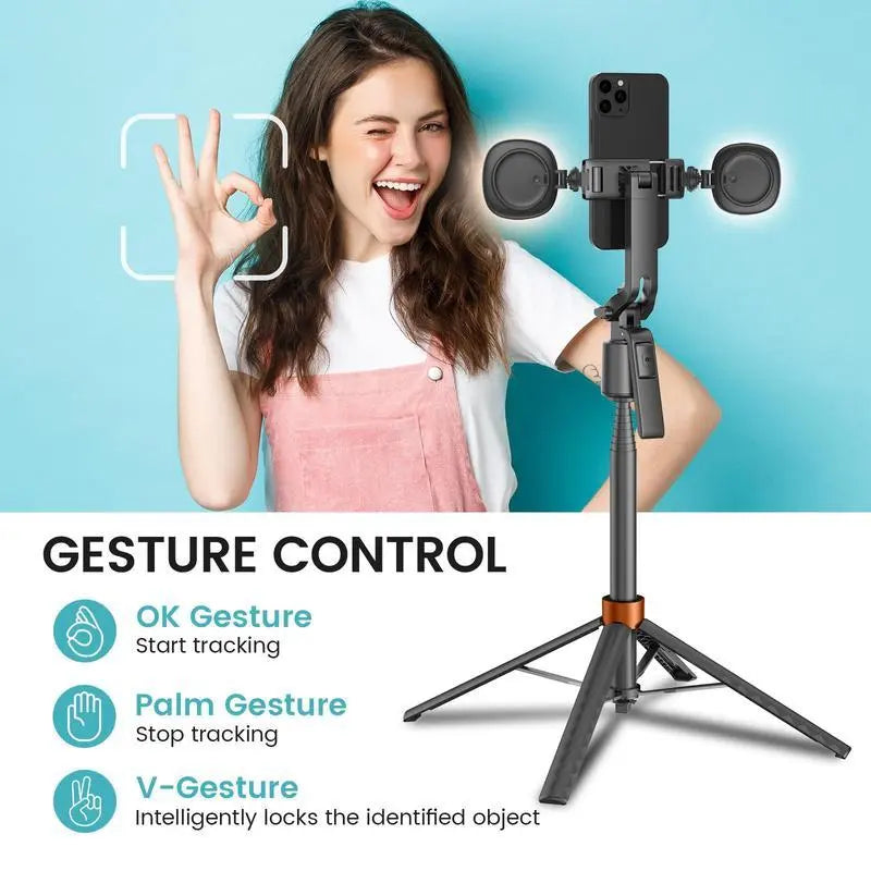 Smart Face Tracking Tripod: 360° Auto-Rotation for Vlogging & Live Streams