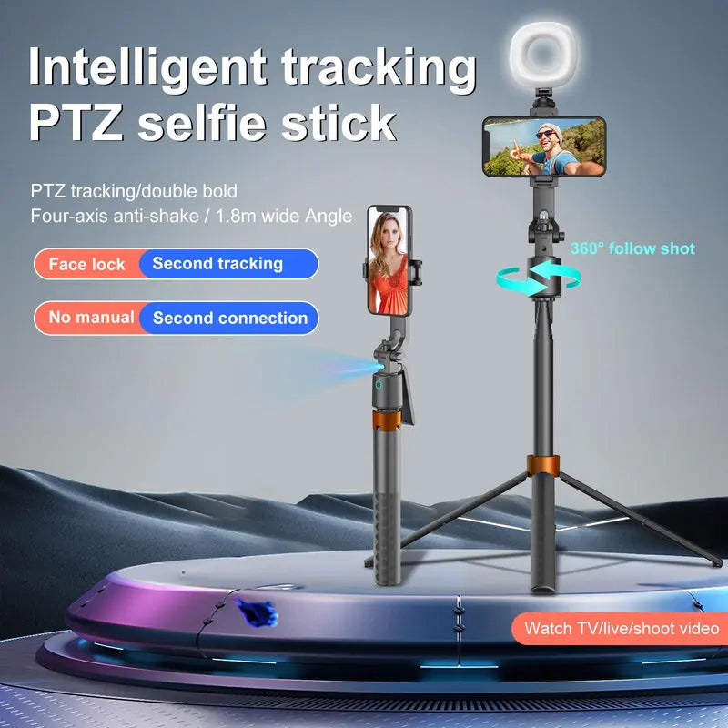 Smart Face Tracking Tripod: 360° Auto-Rotation for Vlogging & Live Streams