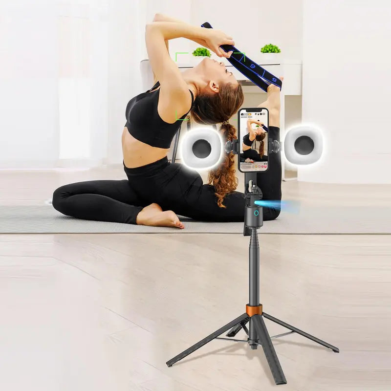 Smart Face Tracking Tripod: 360° Auto-Rotation for Vlogging & Live Streams