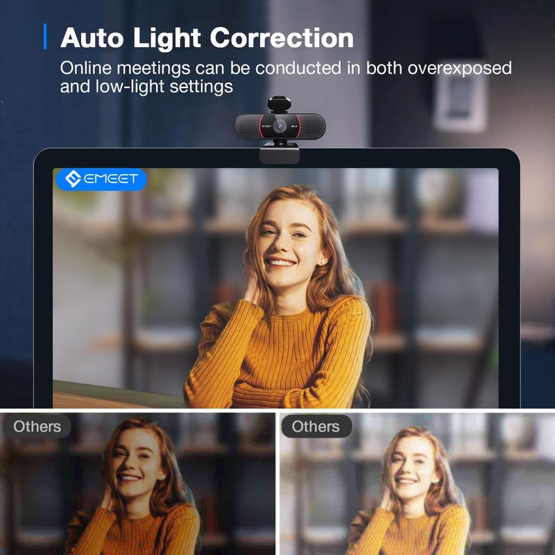 EMEET C960 4K Webcam: Auto Focus, Dual AI Noise-Cancelling Mics