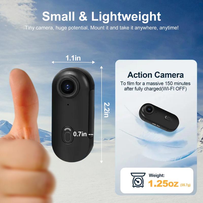 NUISK Mini-Daumenkamera: 128 GB, 4K-POV-Video, Magnethalterung