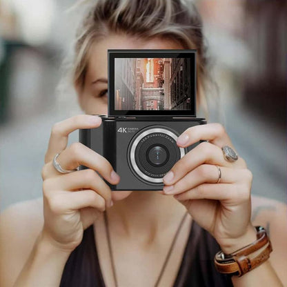 4K Vlogging Camera for Beginners: 64MP, Auto-Focus, 180° Flip Screen